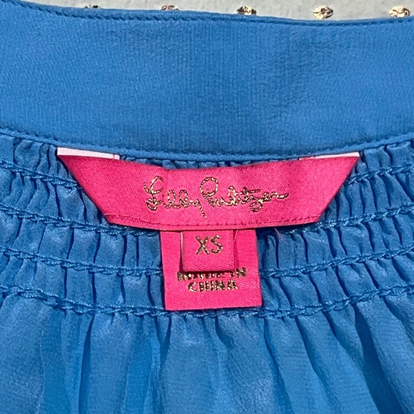 LILLY PULITZER Elsa Silk Top Caribbean Blue MSRP $178 - Picture 11 of 16
